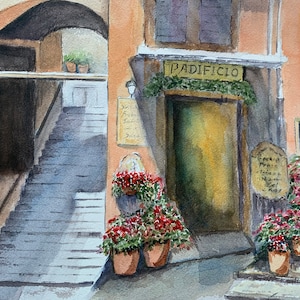 Watercolor of Italian Bakery, Original Italy Watercolor Wall Art, Watercolor Home Decor