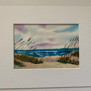 Small Beach Watercolor - Nautical Decor - Dreamy Beach House Decor: Mini Ocean Wall Art - Coastal Painting