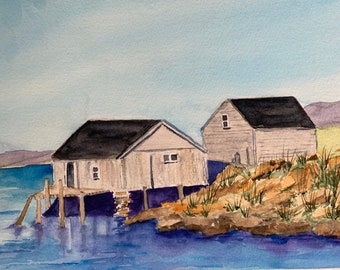 Original Coastal Maine Watercolor, Maine Coastal Wall Art, Watercolor East Cost Painting, Maine Coast Wall Art