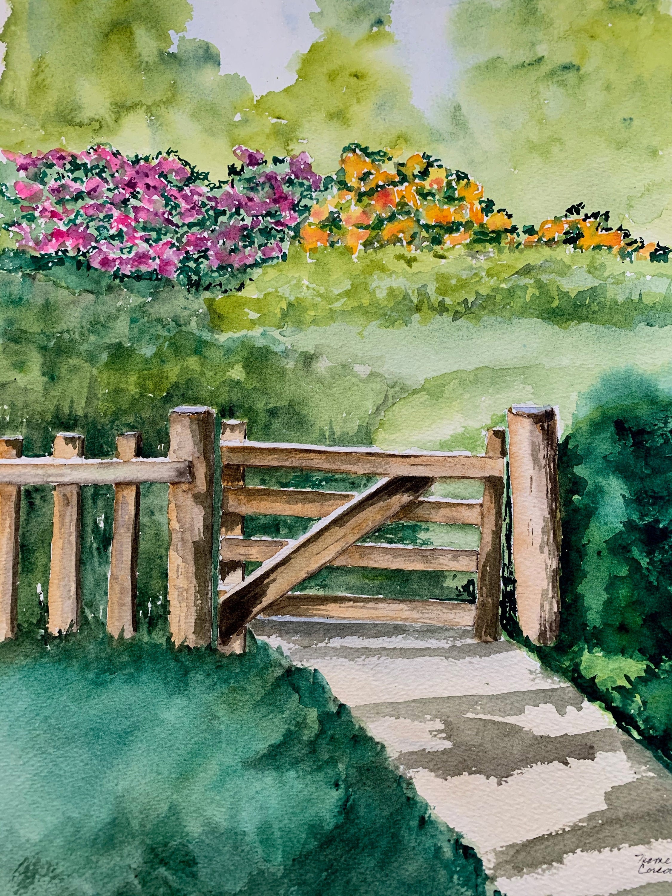 flower garden＊10号キャンバス 絵画 原画 風景画 春 大きい