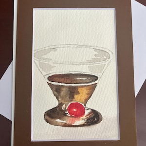 Originele happy hour-aquarelwenskaart, handgeschilderde cocktailkunstkaart, lege happy hour-notitiekaart