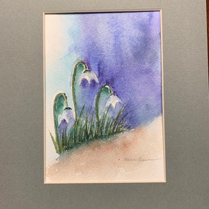 Snowdrops Floral Watercolor, Floral Wall Art, Snowdrop Painting