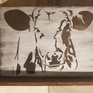 Farmhouse Cow Vinyl Decal, Rustic Farm Art (9x12)