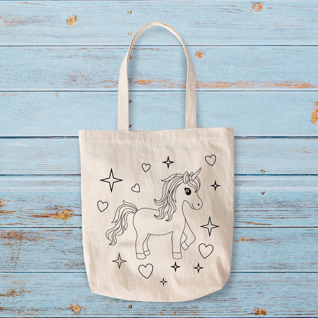 Unicorn Coloring Tote, Washable Coloring Tote, Unicorn Coloring Bag ...