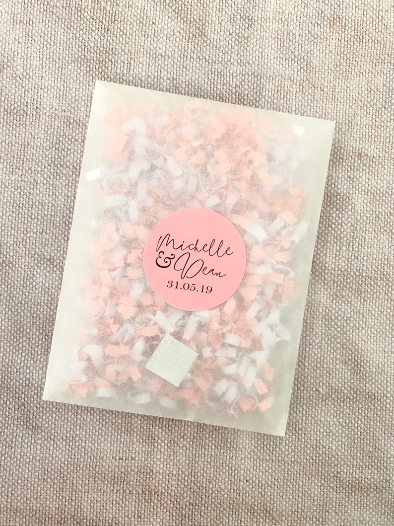 Glassine Bags Throw Me Stickers Pink /& White Biodegradable Confetti Hearts Eco