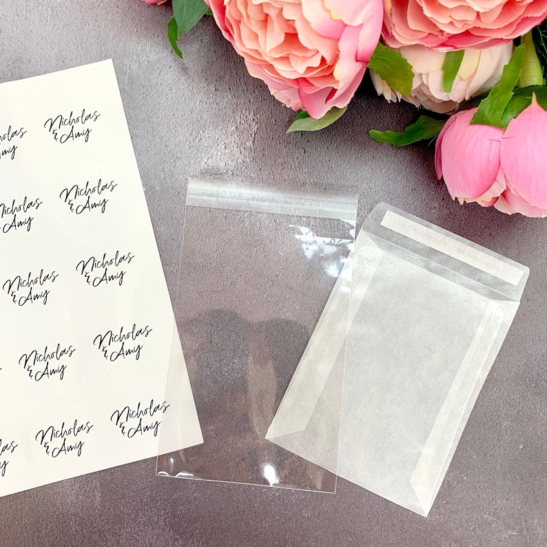 GOLD Foil Wedding Confetti Packets Flutterfall Throwing Confetti Bag Sticker