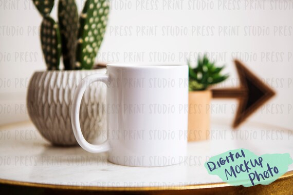 Mockup Photo Of White Coffee Mug On Table Digital Mockup Photo Of White Coffee Mug On Table Digital