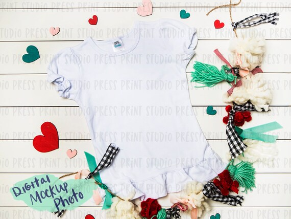 Mockup Photo Of Arb Blanks White Ruffle T-Shirt For