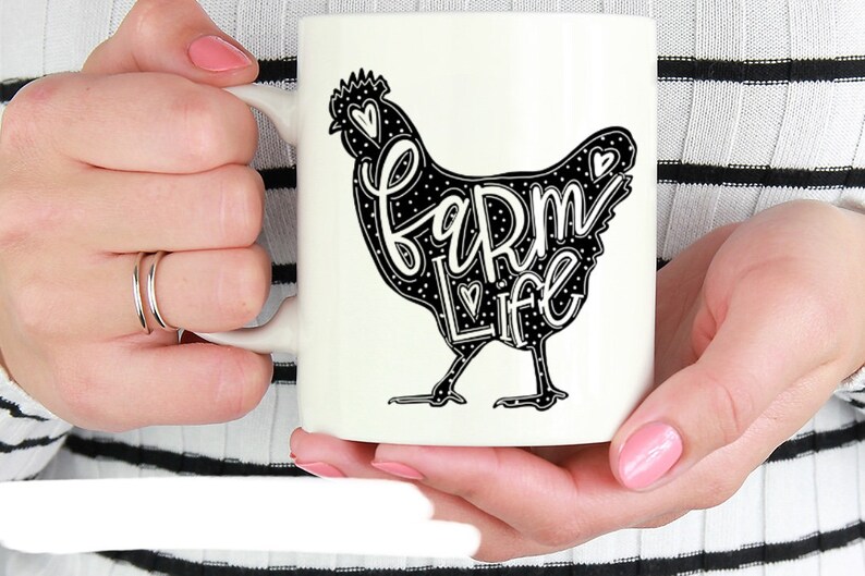 Farm Life Chicken PNG design file handlettered downloadable digital goods sublimation instant download Farm Animal Chicken