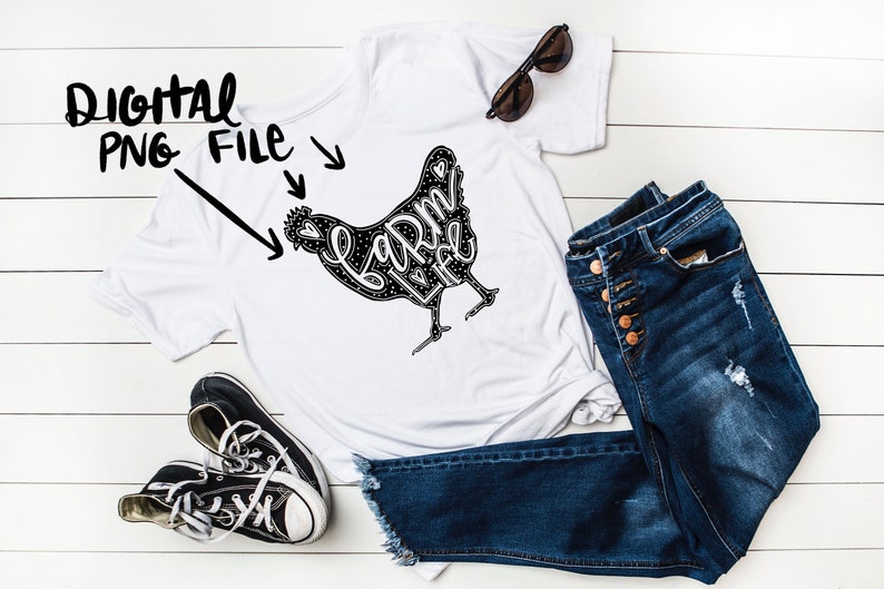 Farm Life Chicken PNG design file handlettered downloadable digital goods sublimation instant download Farm Animal Chicken