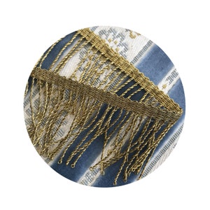frangia in metallo dorato antico tagliata su misura, 2" di larghezza, VINTAGE 1910, restauro abito