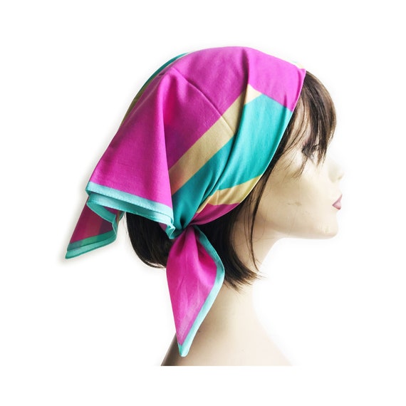 Cotton scarf 22,8"sq Bandana graphic design pink s