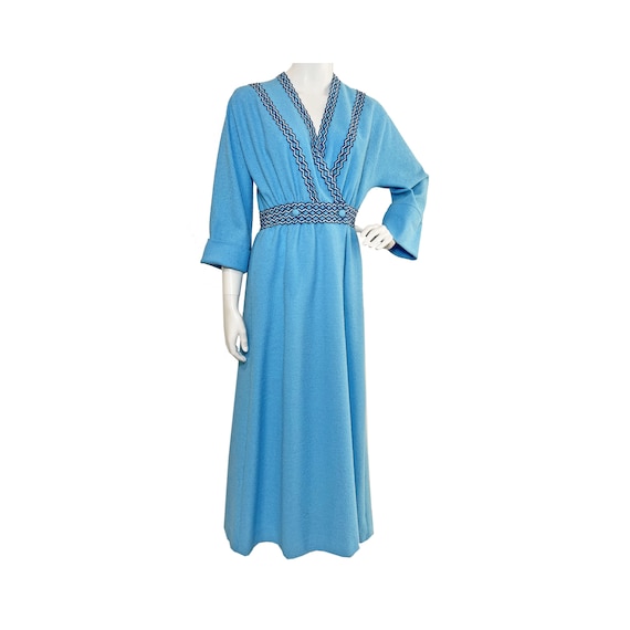 Dressing gown size S HANRO turquoise VINTAGE 1970s - image 1