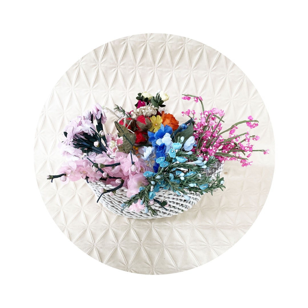 Lot of Small Antique Silk Flowers Different Colors Millinery Hat Supply