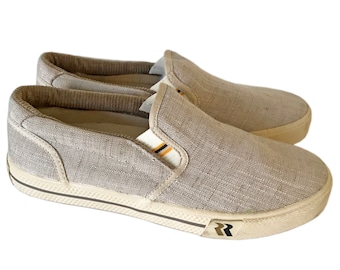 Vintage Linen Loafers EU 38 | ROMIKA Summer Slides, Rubber Sole