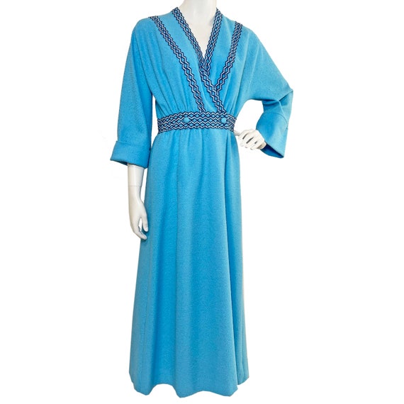 Dressing gown size S HANRO turquoise VINTAGE 1970s - image 8
