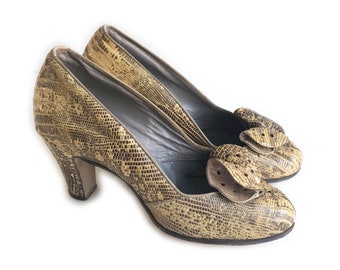 Pumps snakeskin goodyear welted VINTAGE 1940s EU size 36.5