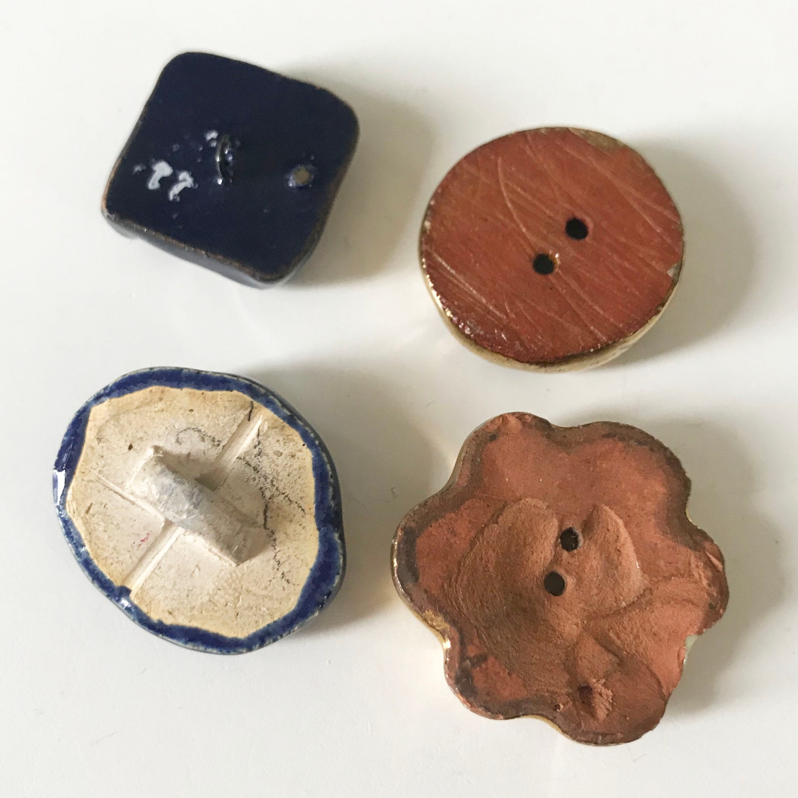 4 Single Different Ceramic Buttons Collectibles Glazed VINTAGE Etsy Australia
