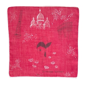 Lip stick hankie 8"sq red Paris France Rene Gruau Le Rouge Baiser VINTAGE 1950s