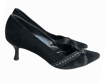 Pumps black suede FERRAGAMO Made in Italy vintage 1990s EU size 40