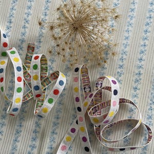 3 yards jaren 60 gestippeld lint 0,6" breed stippen 100% katoen twee variaties