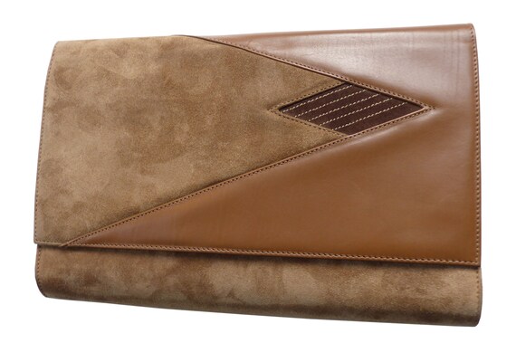 Bag BALLY suede clutch two tone bag leather patch… - image 3