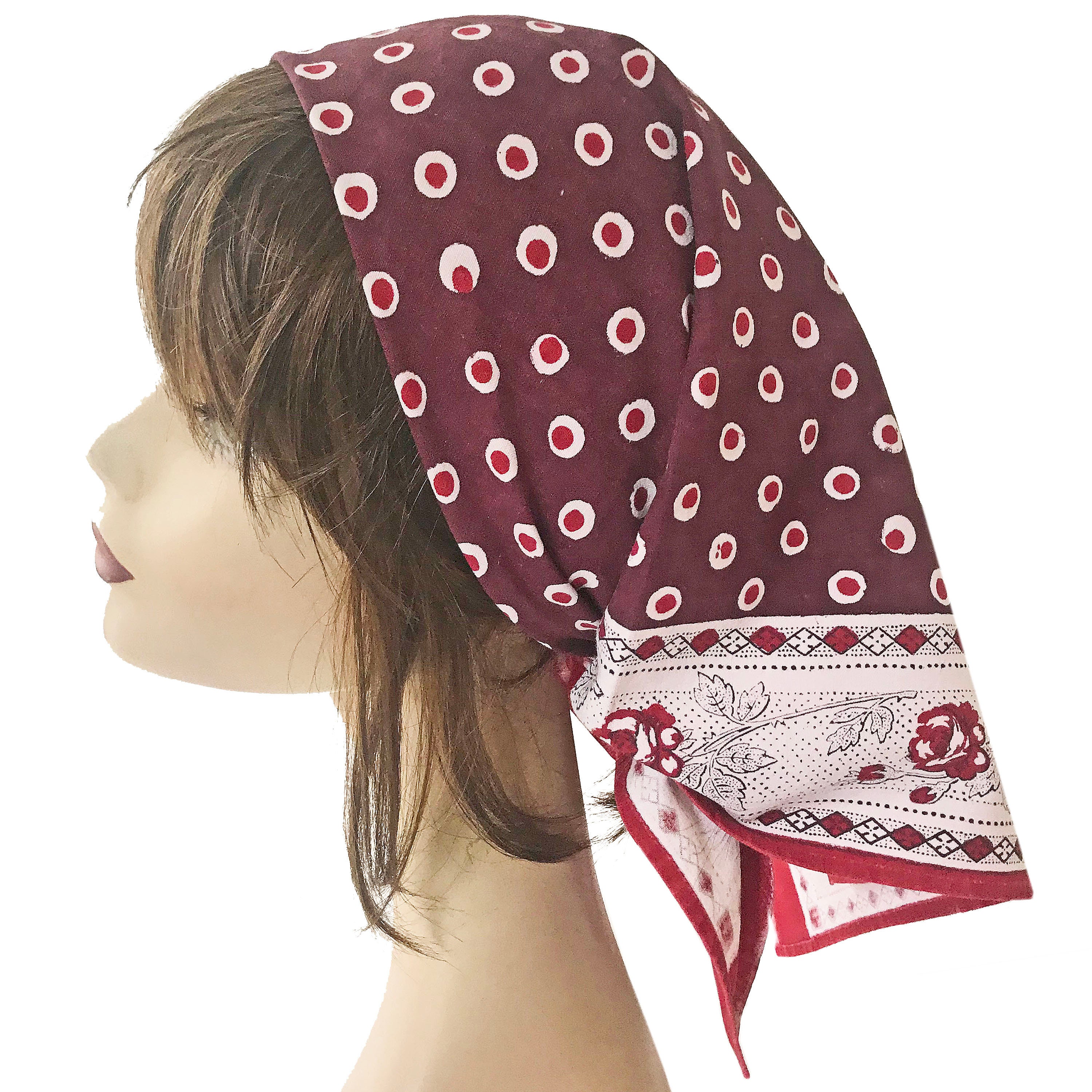 Bandana 24.8 x 29.3 cotton head scarf hand printed Etsy