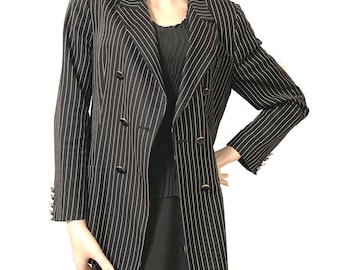 1980s jacket blazer FERRAGAMO XS to M black with pinstripes Designer Italy