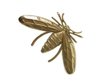 Brooch insect bee hornet golden metal VINTAGE 1970s