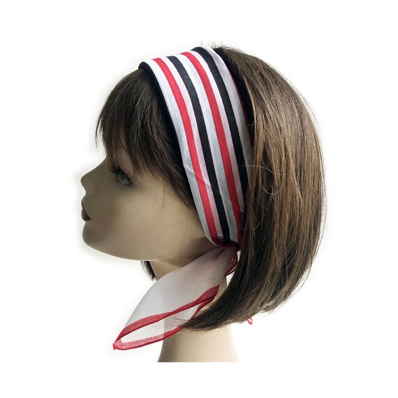 Cotton scarf Bandana 24,8"sq diagonal stripes VINT
