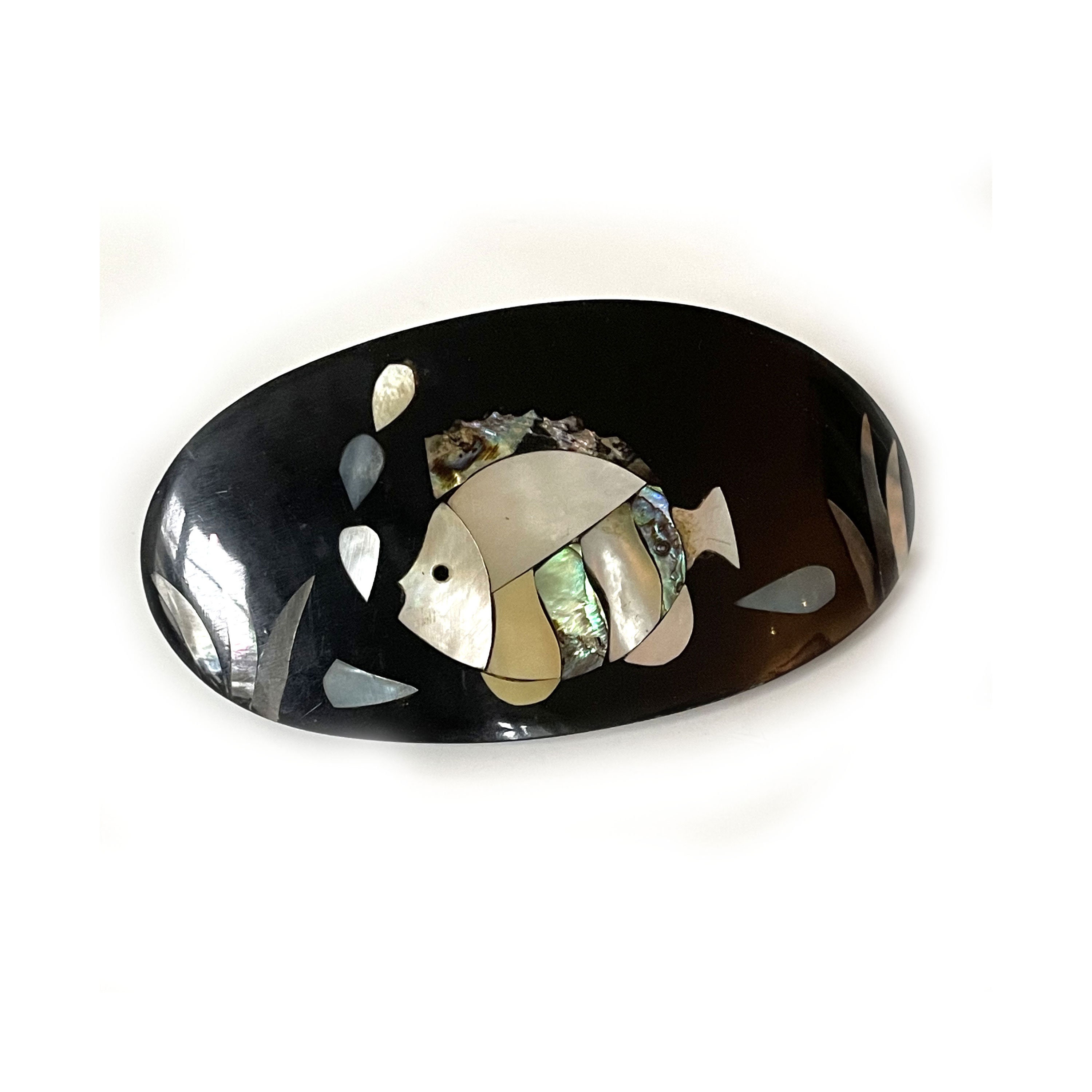 3 vintage barrette unique mother of pearl embedded hibiscus flower fish Mother of Pearl Barrette | eBay main image 4