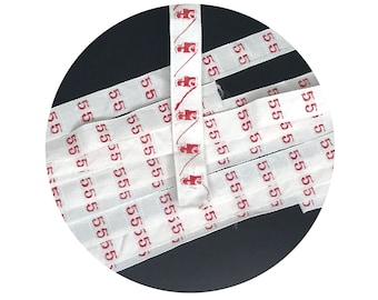 Ribbon size labels laundry labels 55 white red VINTAGE 1950s