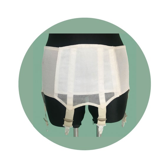 Girdle Size M/L White Mesh Garter Belt Suspender Belt VINTAGE