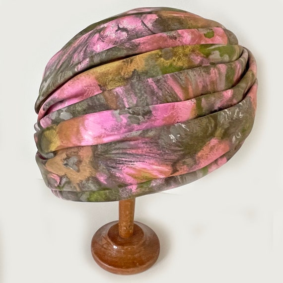 Elegant turban hat silk with bow hand made in Swi… - image 3