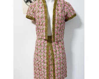 Completo gonna in tweed vintage anni '60 XS / / Elégance Paris / Completo due pezzi vintage francese