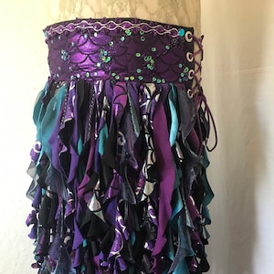 Purple Scales and Sequins Mermaid Pocket Belt Skirt