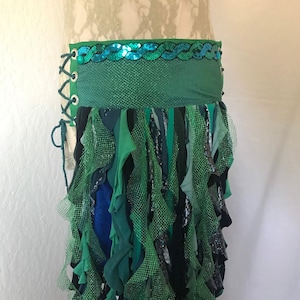 Green and Teal Sparkle Mermaid Pocket Belt Skirt