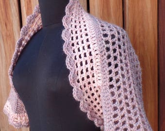 Delicate Pink Crochet Wool Shrug Bolero