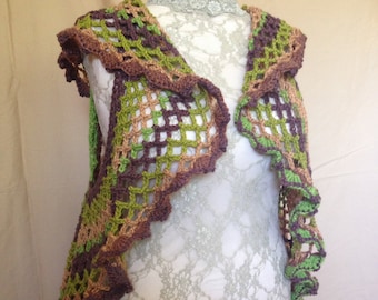 Earthy Colors Ruffled Mandala Crochet Circle Vest