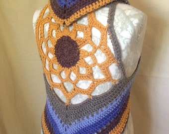 Sunflower Mandala Crochet Vest