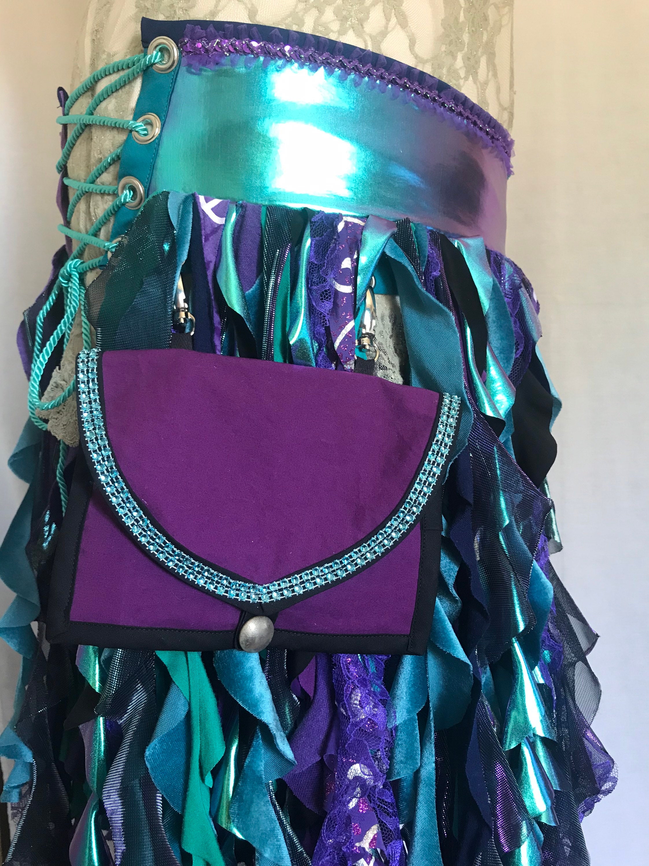 Teal Purple Iridescent Mermaid Pocket Belt Skirt - Etsy