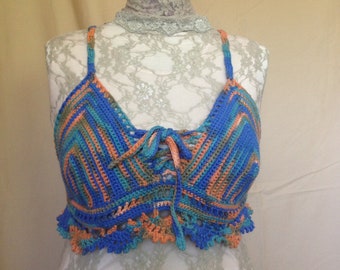 Tropical Cotton Lace Crochet Bralette