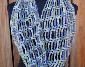 Lavender Green Cotton Crocheted Infinity Scarf