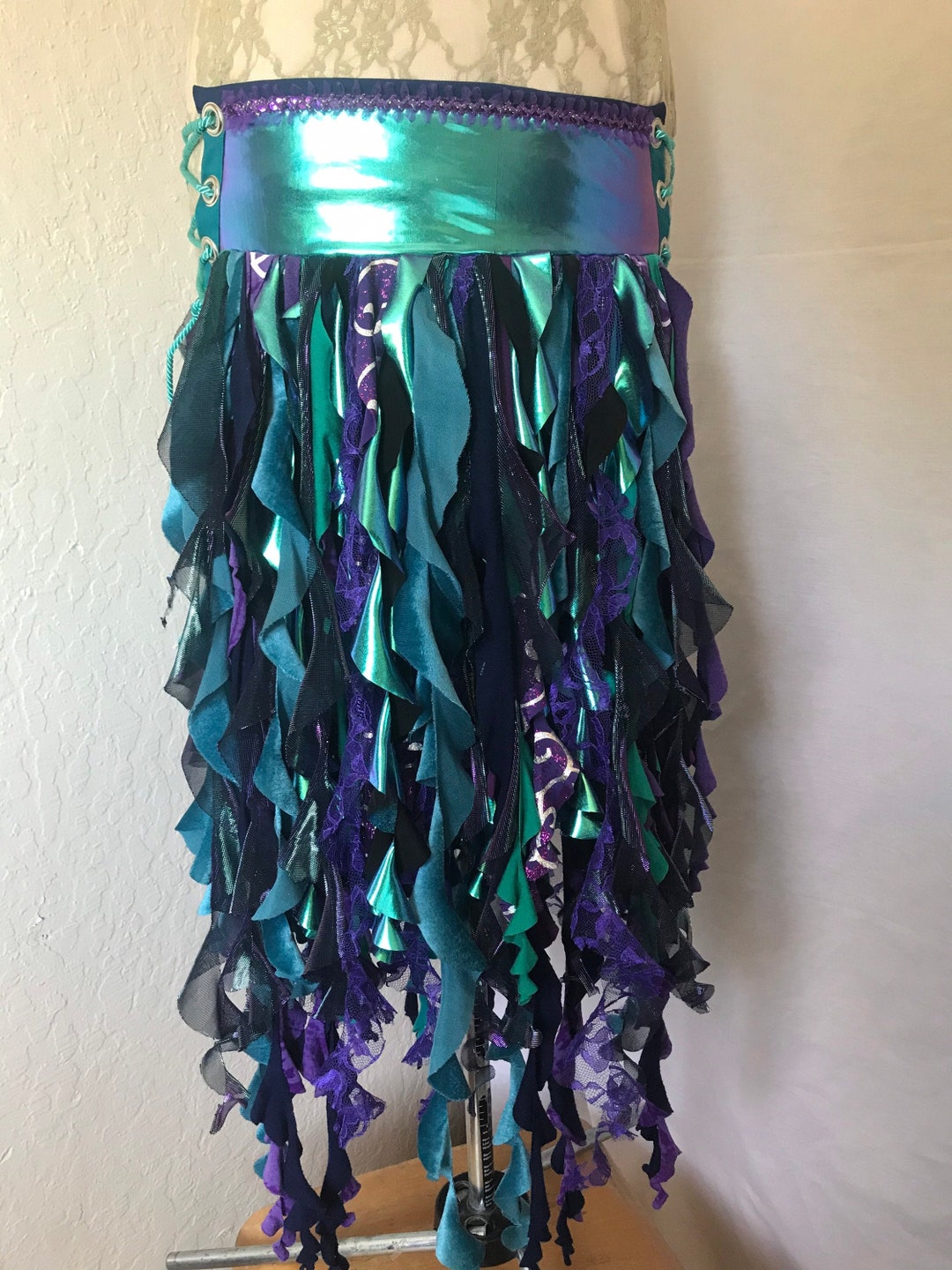 Teal Purple Iridescent Mermaid Pocket Belt Skirt - Etsy