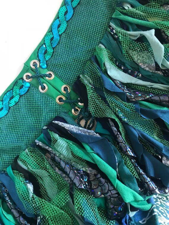 スカート Belt Fringe Tweed Mermaid Skirt Crayme Green and Teal Sparkle Mermaid Pocket Belt Skirt - Etsy