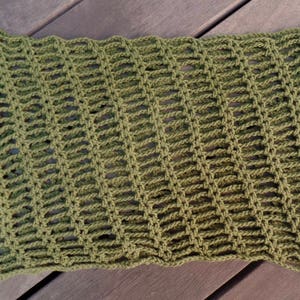 Olive Green Crochet Cotton Infinity Scarf image 4