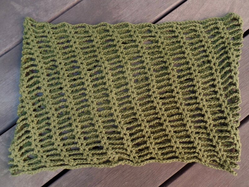 Olive Green Crochet Cotton Infinity Scarf image 4