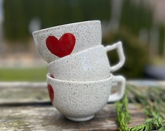 Handmade Speckled Heart Mug, Pottery Coffee Mug, Mother's Day Gift