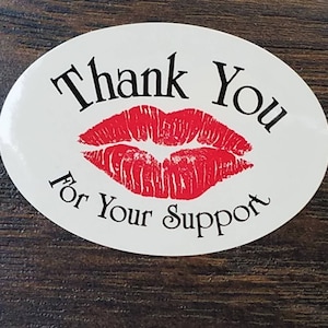 Red Lips Thank You Stickers, Customer Gift Labels