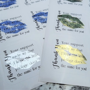 Thank You Stickers, Lips Design, Packaging Labels